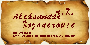 Aleksandar Kozoderović vizit kartica